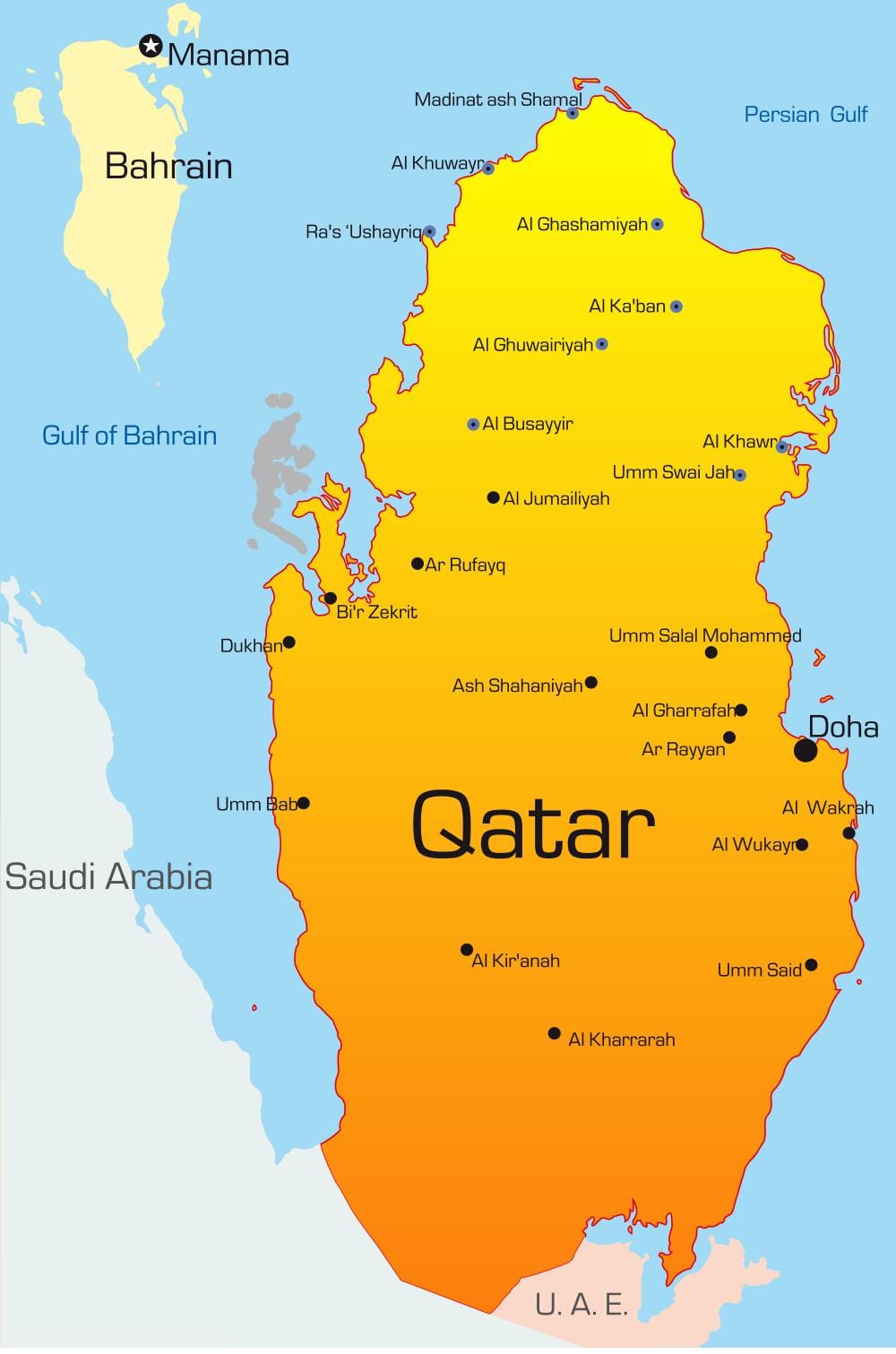 Mapa ng kabisera ng qatar 