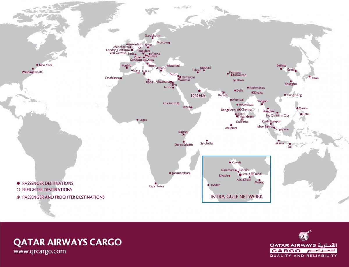 qatar airways network mapa