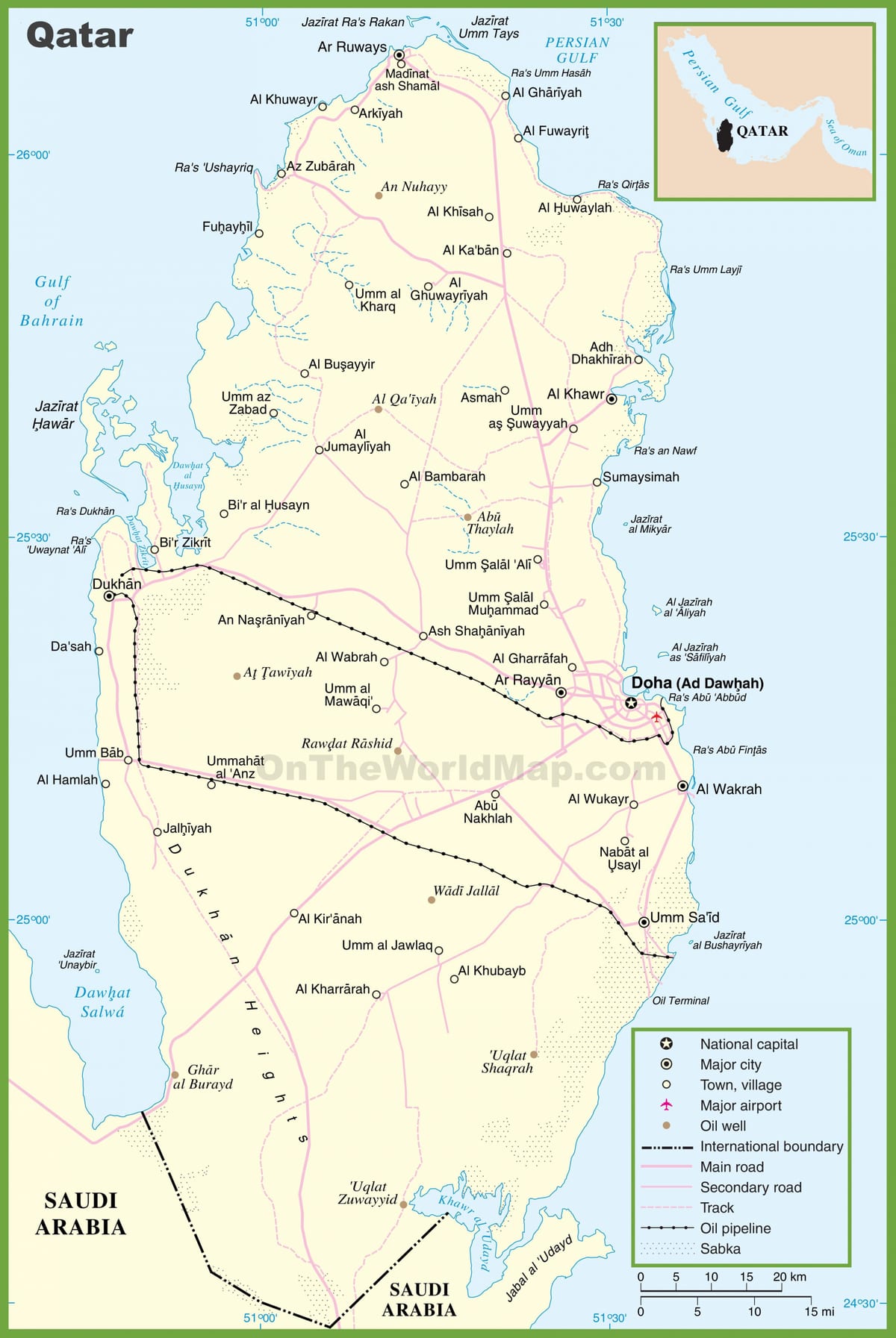 Mapa ng qatar detalyadong