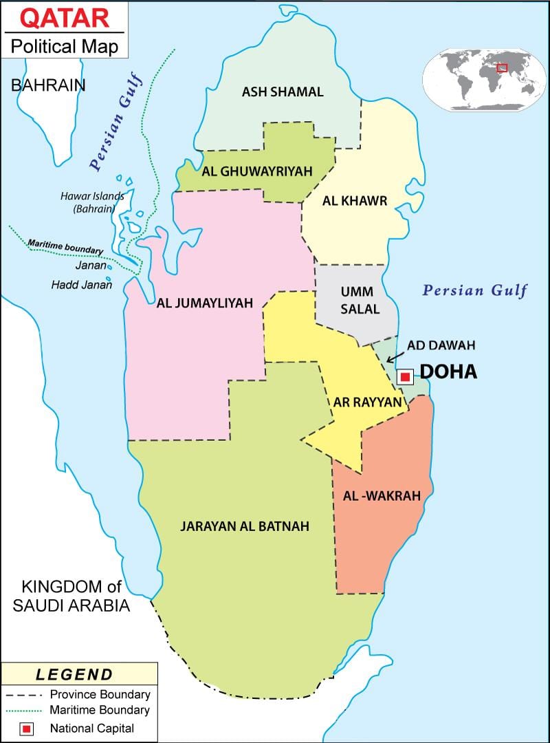 mapa ng rehiyon qatar