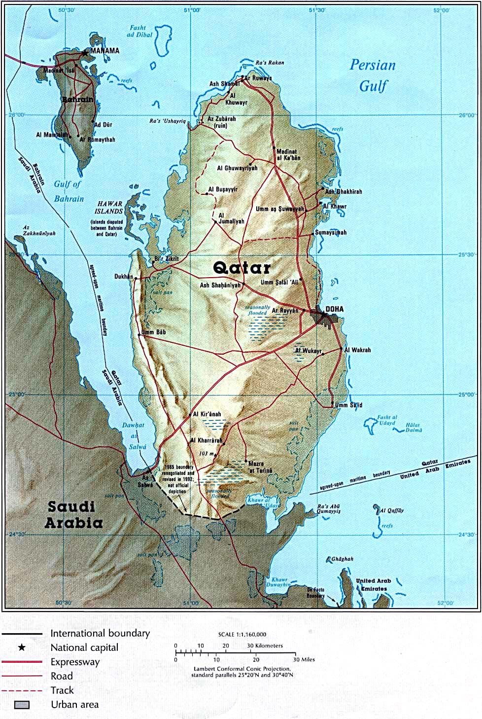 Mapa ng qatar pisikal na