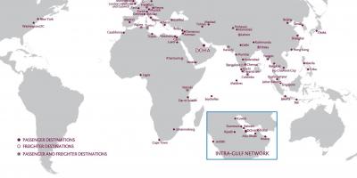 Qatar airways network mapa