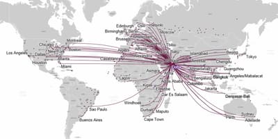 Qatar airways mapa ng ruta